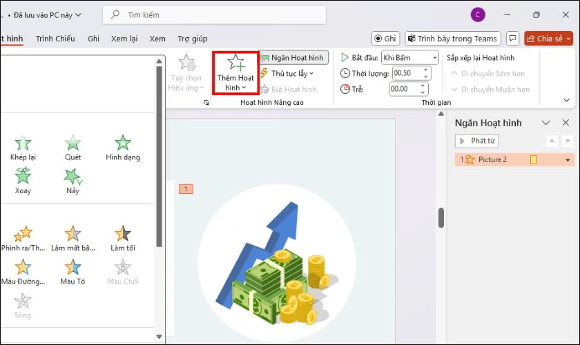 C&aacute;ch tạo 2 hiệu ứng cho 1 đối tượng trong PowerPoint