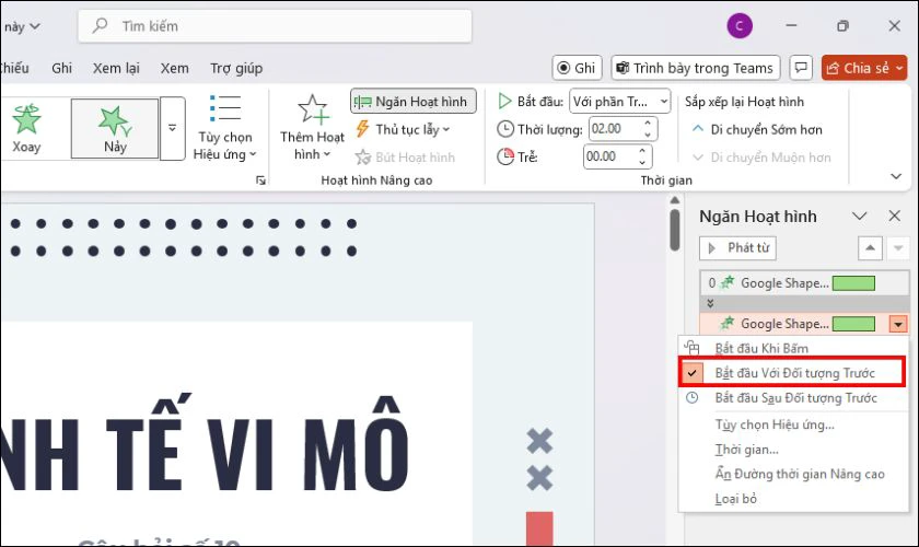 C&aacute;ch tạo hiệu ứng xuất hiện c&ugrave;ng l&uacute;c trong PowerPoint