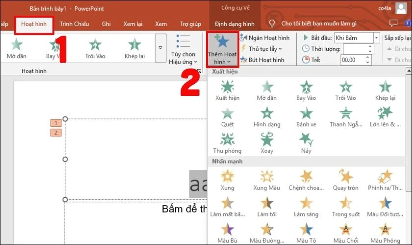 C&aacute;ch tạo hiệu ứng chữ trong PowerPoint