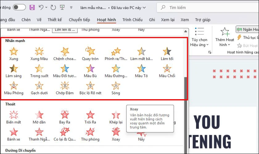 C&aacute;ch tạo hiệu ứng nhấn mạnh trong PowerPoint