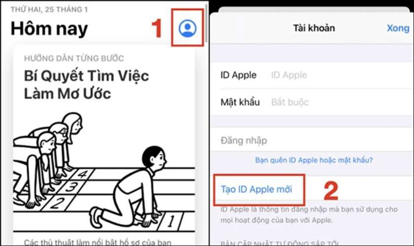 C&aacute;ch tạo ID Apple mới tr&ecirc;n iPhone bằng App Store