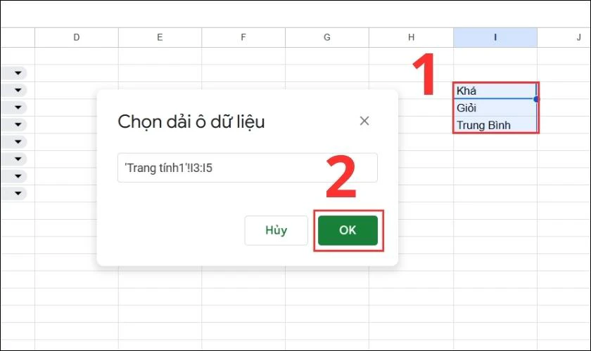 B&ocirc;i đen dữ liệu c&oacute; sẵn trong bảng t&iacute;nh