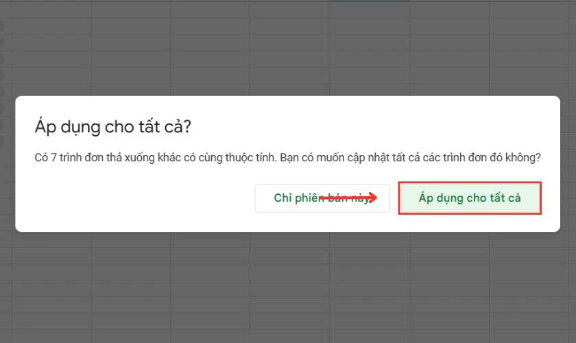 Cập nhật lựa chọn cho c&aacute;c &ocirc; trong bảng drop list