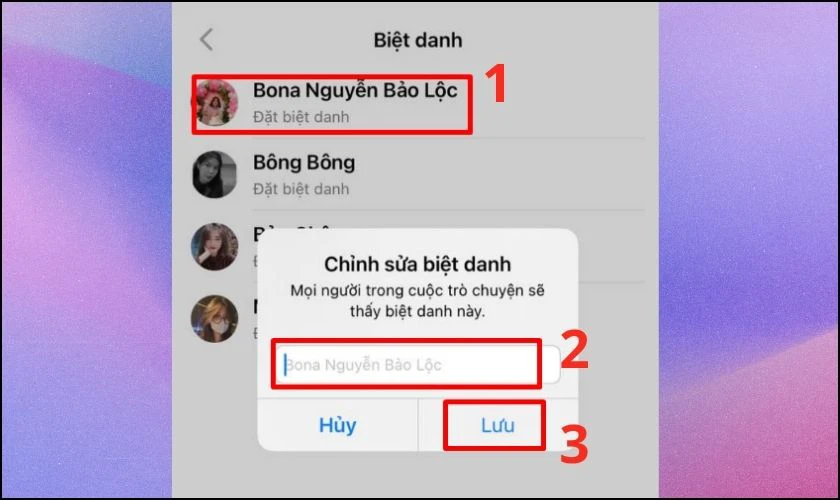 Chọn th&agrave;nh vi&ecirc;n m&agrave; bạn đang muốn đặt biệt danh