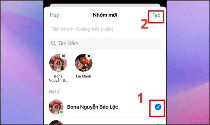 Đặt t&ecirc;n cho nh&oacute;m v&agrave; chọn những th&agrave;nh vi&ecirc;n