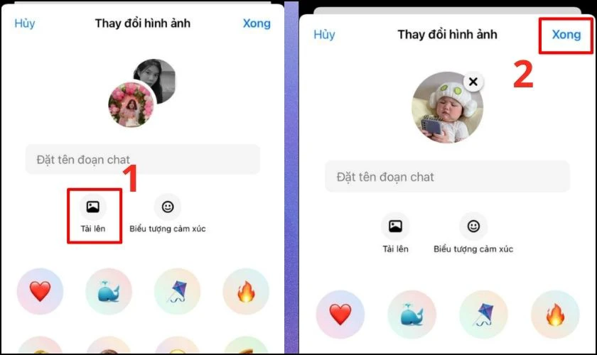 Bạn tiếp tục chọn Tải l&ecirc;n v&agrave; lựa h&igrave;nh ảnh bạn muốn đổi