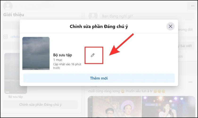 Sau đó, bạn nhấn vào biểu tượng bút chì để chỉnh sửa