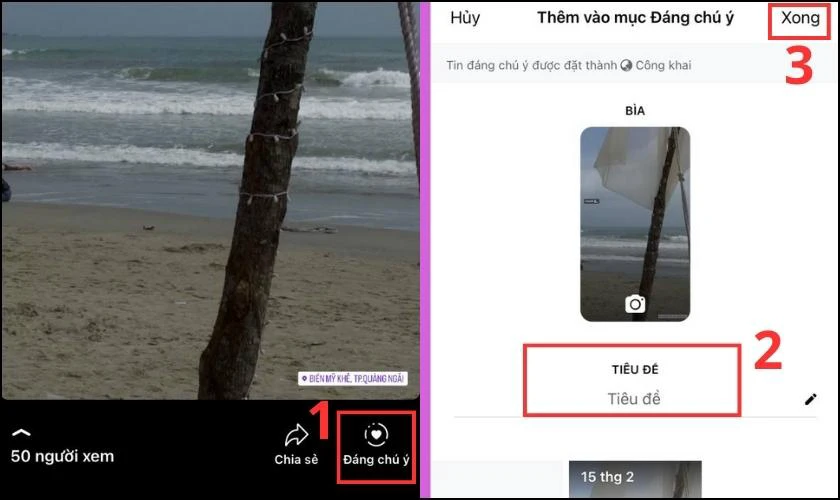 Nhấn vào biểu tượng vòng tròn có trái tim ở góc dưới màn hình , đặt tên và chọn Xong