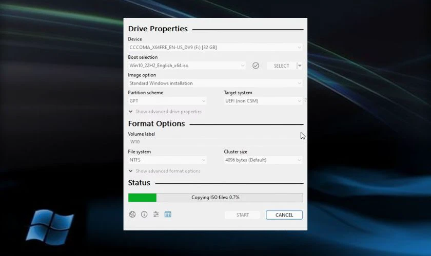 Quá trình tạo USB Boot