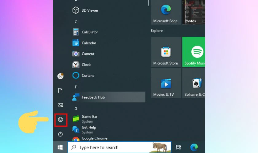 Chọn v&agrave;o biểu tượng cửa sổ Windows v&agrave; chọn tiếp C&agrave;i đặt