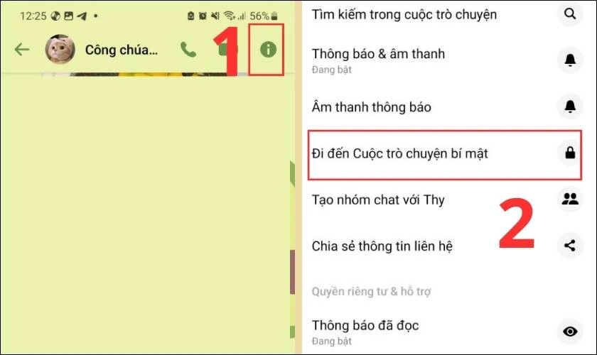 C&aacute;ch mở cuộc tr&ograve; chuyện b&iacute; mật tr&ecirc;n Messenger bằng điện thoại Android&nbsp;