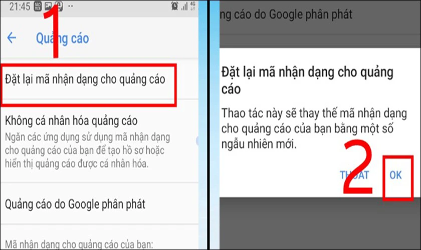 Đặt lại mã nhận dạng cho quảng cáo