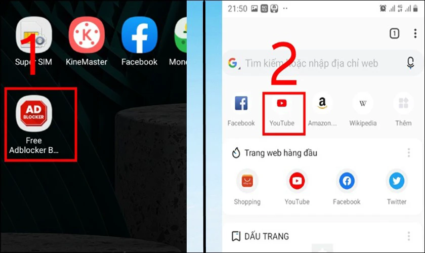 Dùng ứng dụng Adblock Browser