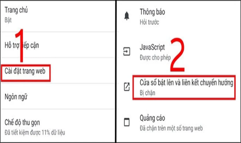 Tắt quảng cáo bằng cửa sổ Pop-up