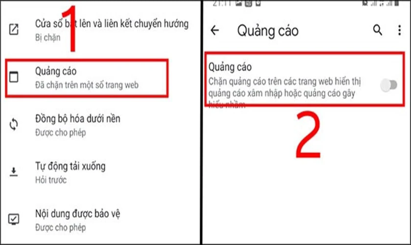 Tắt quảng cáo