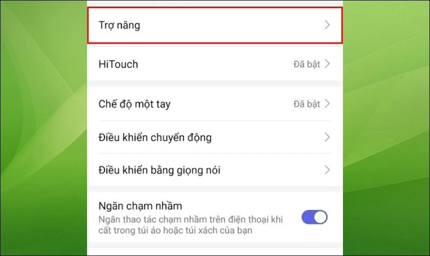 T&igrave;m v&agrave; nhấn chọn Trợ năng
