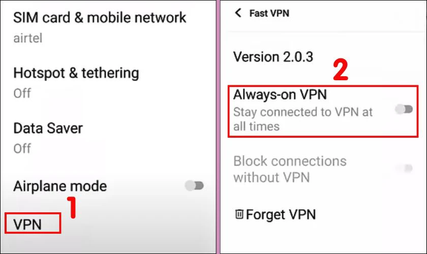 C&aacute;ch tắt VPN tr&ecirc;n Vivo