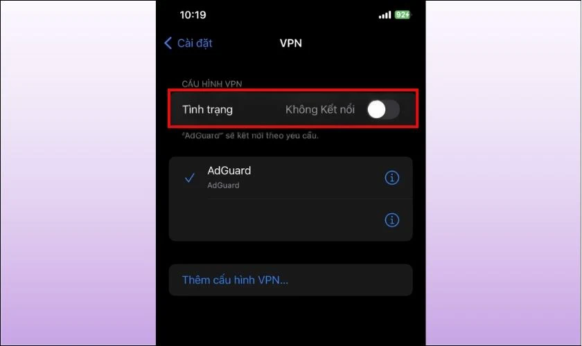 C&aacute;ch tắt VPN tr&ecirc;n iPhone