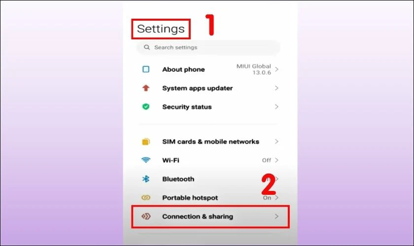 Cuộn xuống t&igrave;m Connection & sharing