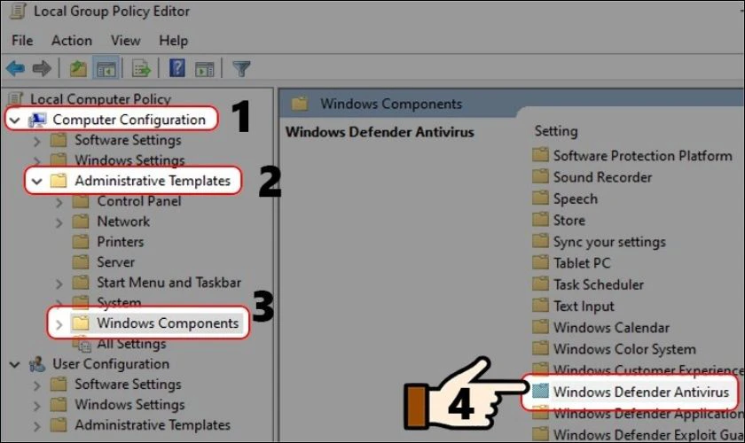 Click vào Computer Configuration để mở rộng tùy chọn và làm theo hướng dẫn