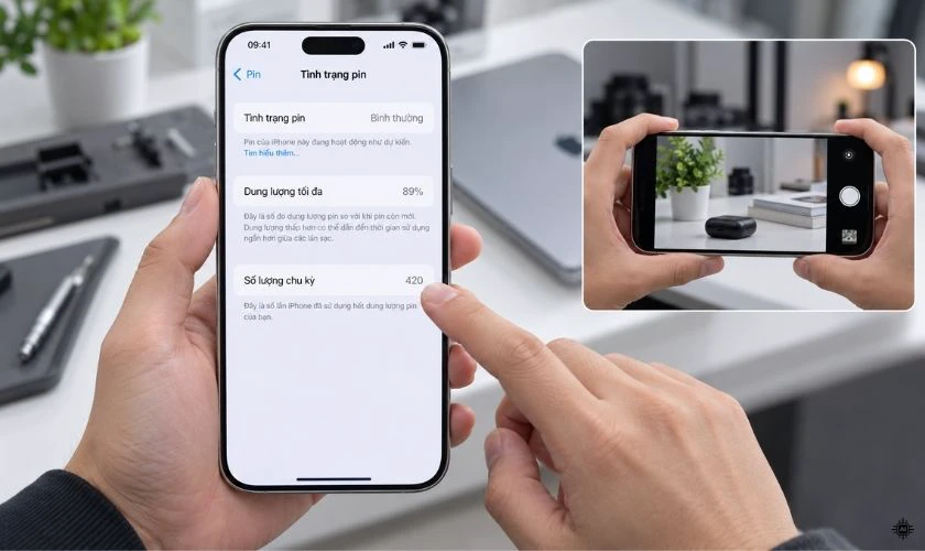 Test pin và số chu kỳ sạc iPhone 15 Pro Max cũ