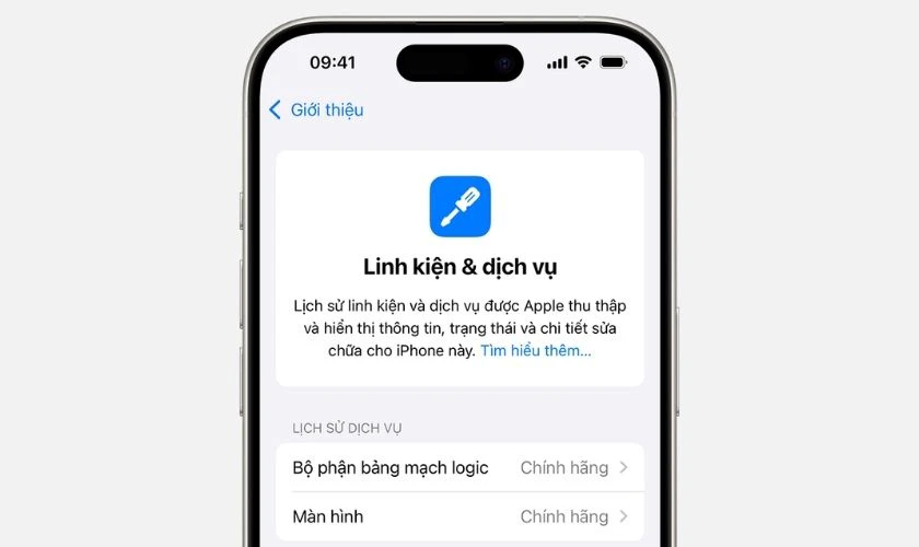 Kiểm tra Lịch sử linh kiện và dịch vụ