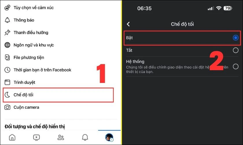 C&aacute;ch đổi giao diện tr&ecirc;n Facebook sang nền tối bằng điện thoại