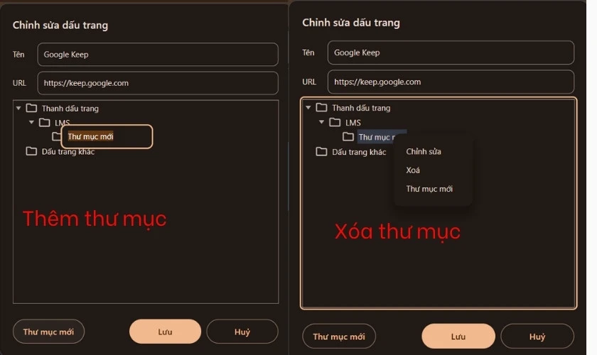 Tạo thư mục để tổ chức dấu trang