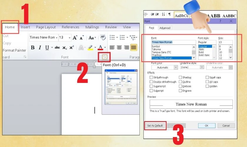 C&aacute;ch kh&ocirc;i phục lại font chữ mặc định trong Word