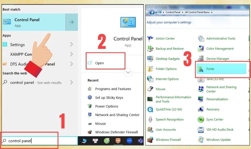 Th&ecirc;m font chữ v&agrave;o Word qua Control Panel