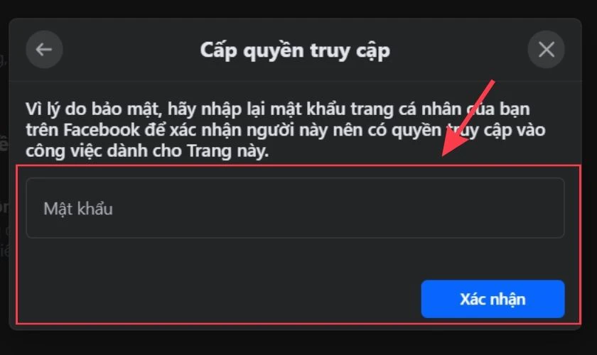 Bạn cung cấp mật khẩu v&agrave; chọn X&aacute;c nhận