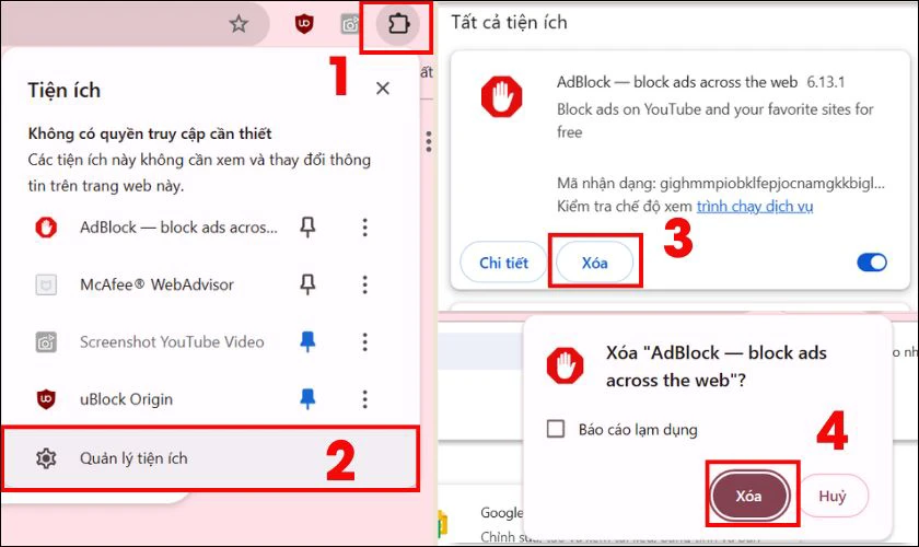 C&aacute;ch gỡ, x&oacute;a bỏ tiện &iacute;ch tr&ecirc;n Google Chrome