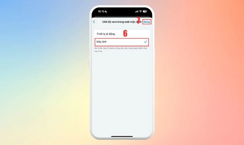 Hoàn tất thiết lập xem trang web mặc định dưới dạng máy tính