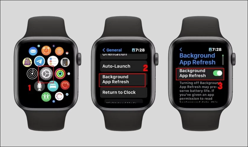 Tắt t&iacute;nh năng tự động l&agrave;m mới ứng dụng nền tr&ecirc;n Apple Watch của bạn