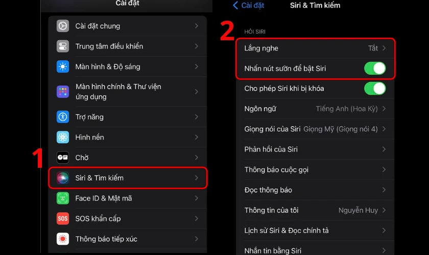 V&agrave;o C&agrave;i đặt để tắt trợ l&yacute; giọng n&oacute;i Siri