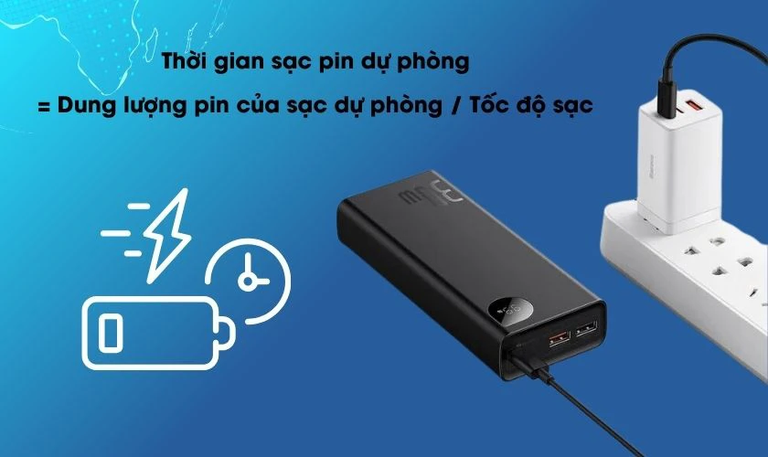 C&aacute;ch t&iacute;nh thời gian sạc pin dự ph&ograve;ng