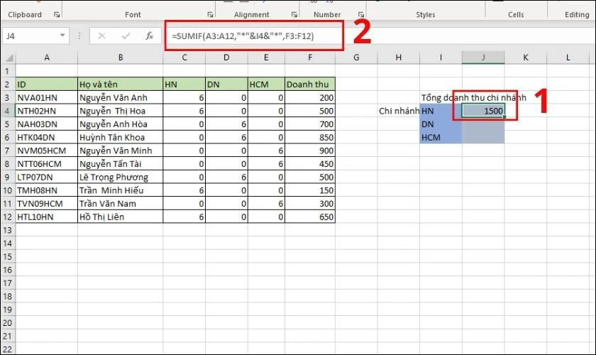 C&aacute;ch t&iacute;nh tổng c&aacute;c &ocirc; kh&ocirc;ng liền nhau trong Excel bằng h&agrave;m SUMIF