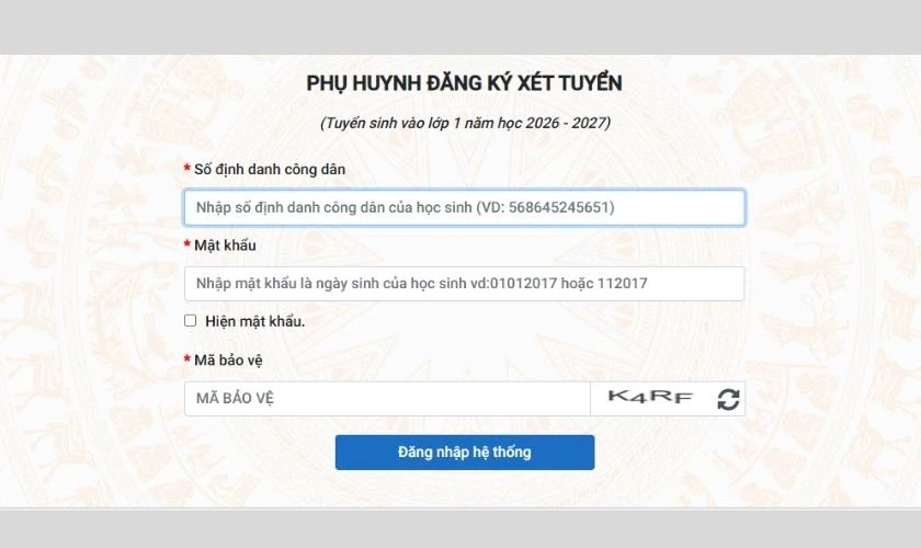 Đăng nhập vào hệ thống