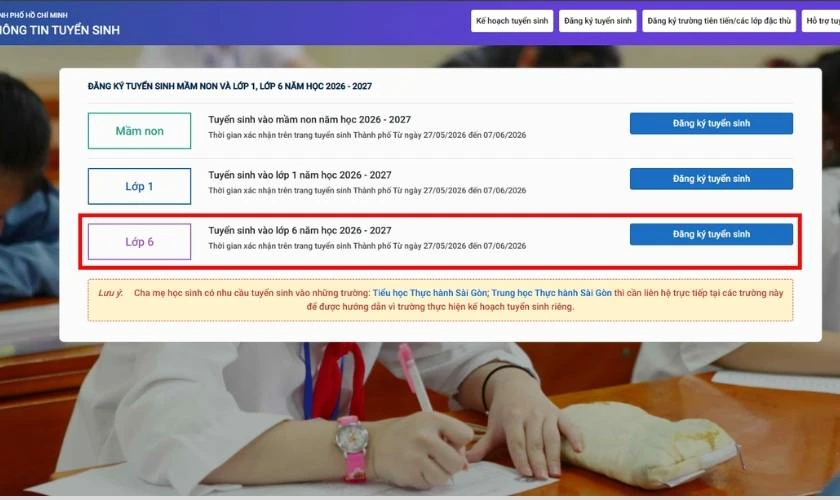 Cách tra cứu kết quả tuyển sinh đầu cấp lớp 6