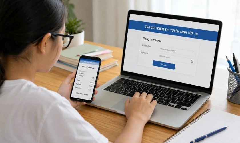 Cách tra điểm thi vào 10 trên website
