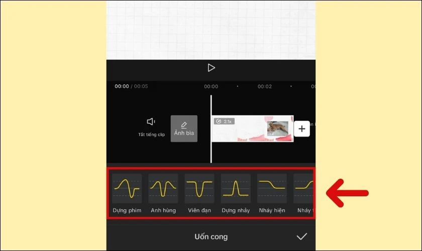 Có các mẫu chỉnh tốc độ tua video nào sẵn có trên trên Capcut?