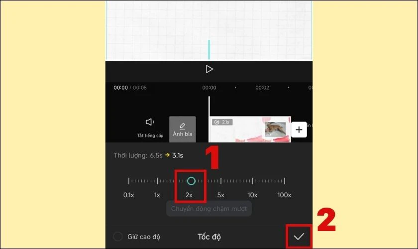 Bạn kéo nút để chỉnh tốc độ tua của video theo ý muốn
