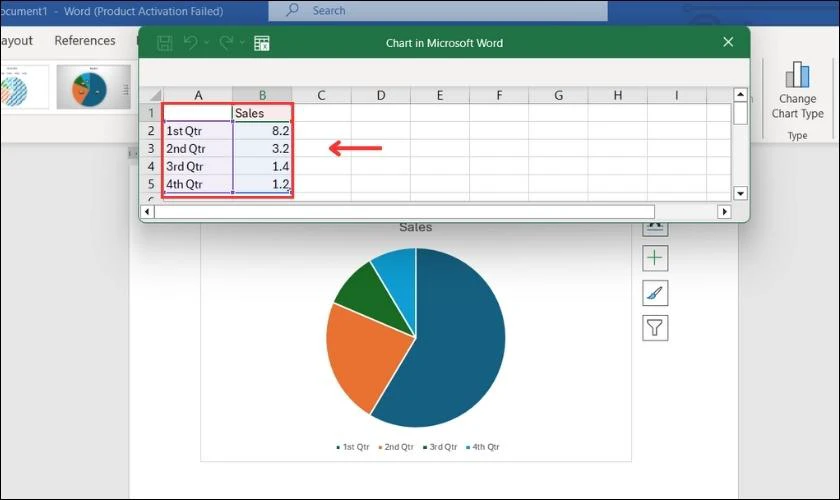 Nhập dữ liệu li&ecirc;n quan v&agrave;o bảng Excel hiện ph&iacute;a tr&ecirc;n