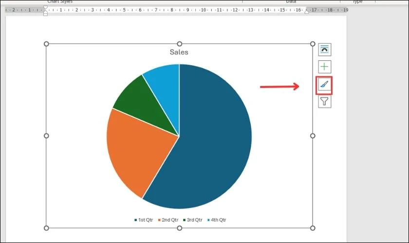 Hướng dẫn c&aacute;ch thay đổi thiết kế biểu đồ trong Word sau khi vẽ