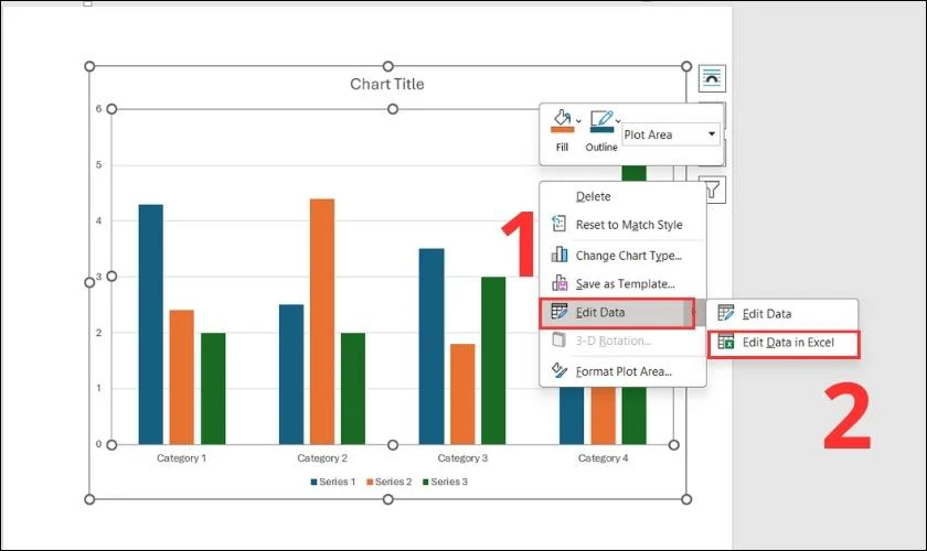 C&aacute;ch ch&egrave;n dữ liệu (Data) v&agrave;o biểu đồ Word sau khi vẽ