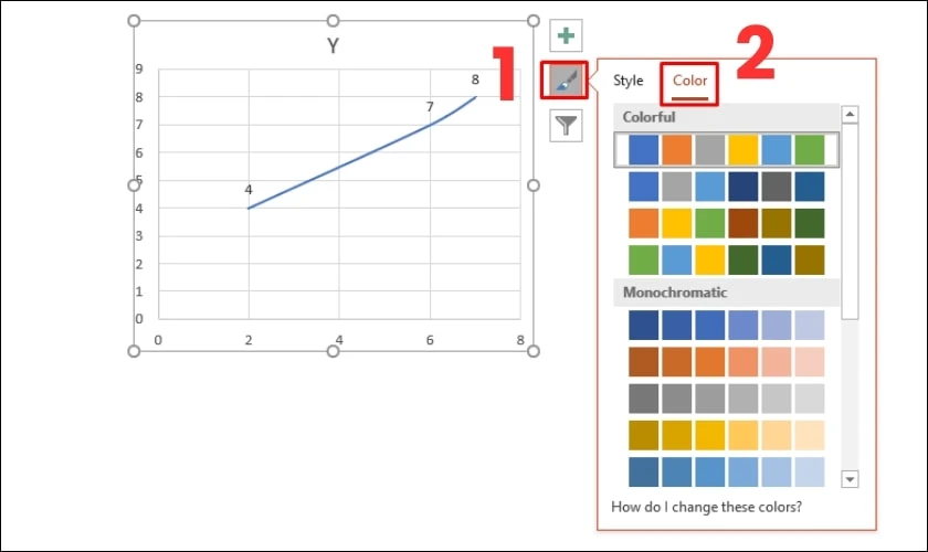 C&aacute;ch thay đổi m&agrave;u sắc của biểu đồ PowerPoint