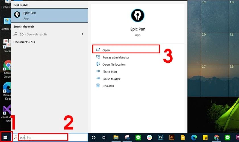 C&aacute;ch vẽ l&ecirc;n m&agrave;n h&igrave;nh m&aacute;y t&iacute;nh Windows bằng Epic pen bước 1