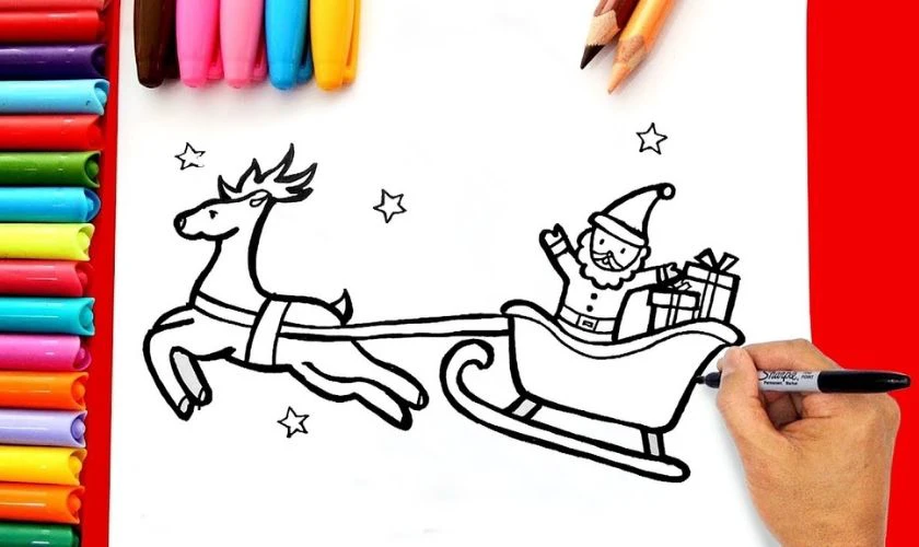 Mẫu vẽ ông già Noel dễ thương, đáng yêu
