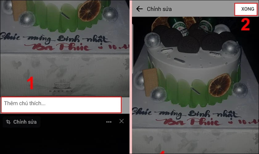 Bạn h&atilde;y chọn v&agrave;o ảnh muốn viết caption, nhập caption