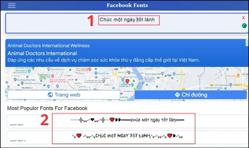 Nhập nội dung muốn đăng trên Facebook và chọn font chữ